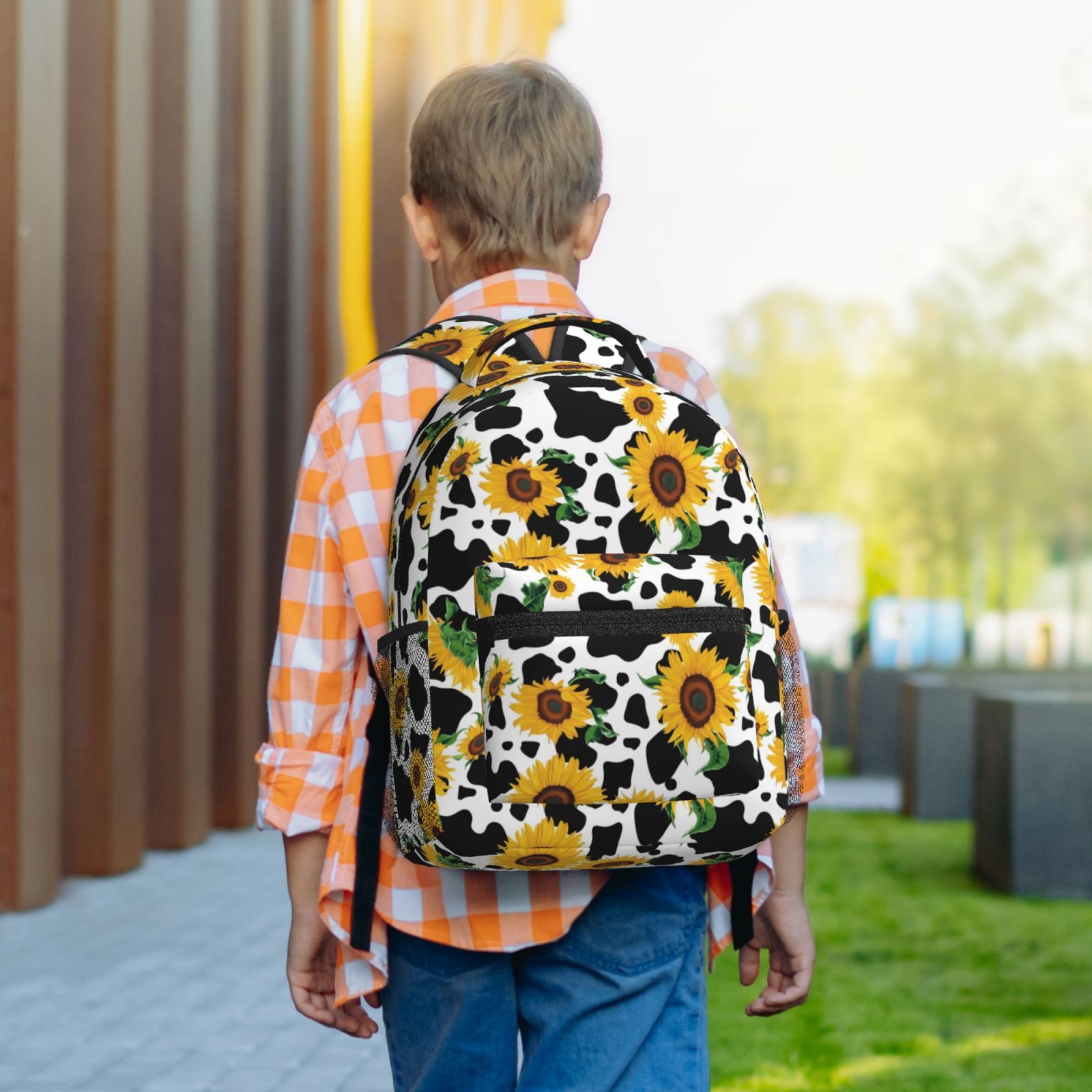 Xecao Cute Cow Print Sunflower D Travel Backpack: A spacious, stylish computer backpack ideal for men and women, perfect for college, school, or daily travels