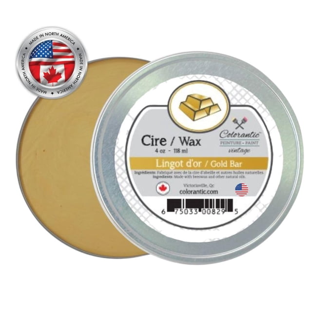 Pasta de cera de abeja dorada Colorantic para muebles, 236 ml