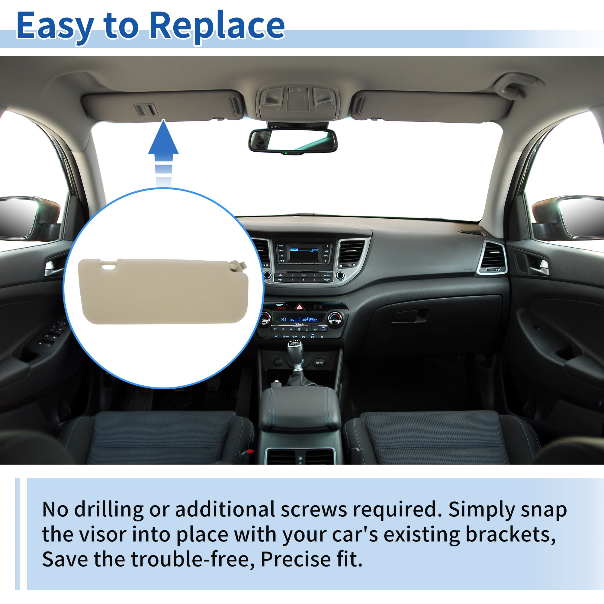 Unique Bargains Driver Side Sun Visor for Hyundai Accent 2011-2015 Beige
