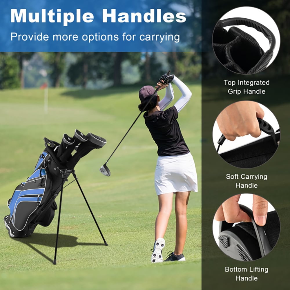 GVN Golf Stand Bag, Lightweight Golf Bag,Golf Stand Cart Bag with 6-Way Divider Carry Pockets-Blue