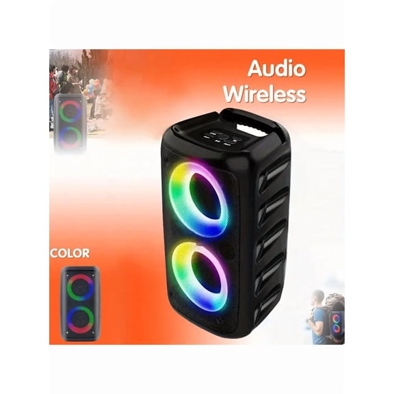 Wireless Speaker With Subwoofer, Large Boombox Speaker, Stereo Speaker, Subwoofer, Outdoor Wireless Speaker, Party Disco Light, TWS, TF, AUX