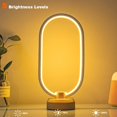 thumbnail image 2 of Lámpara de escritorio moderna Lámpara de mesa de madera LED, luz nocturna junto a la cama del dormitorio, iluminación LED regulable, decoración creativa del hogar, regalo único para calentar, 2 of 5