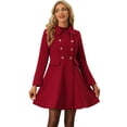 thumbnail image 1 of Abrigo de Invierno con Solapa para Mujer Abrigo con Doble Botonadura rojo XL, 1 of 5