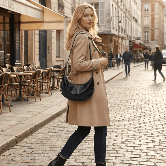 Small Crossbody Bags for Women, Soft Leather Crescent Shoulder Handbag, Everyday Tote Bag Style Purse