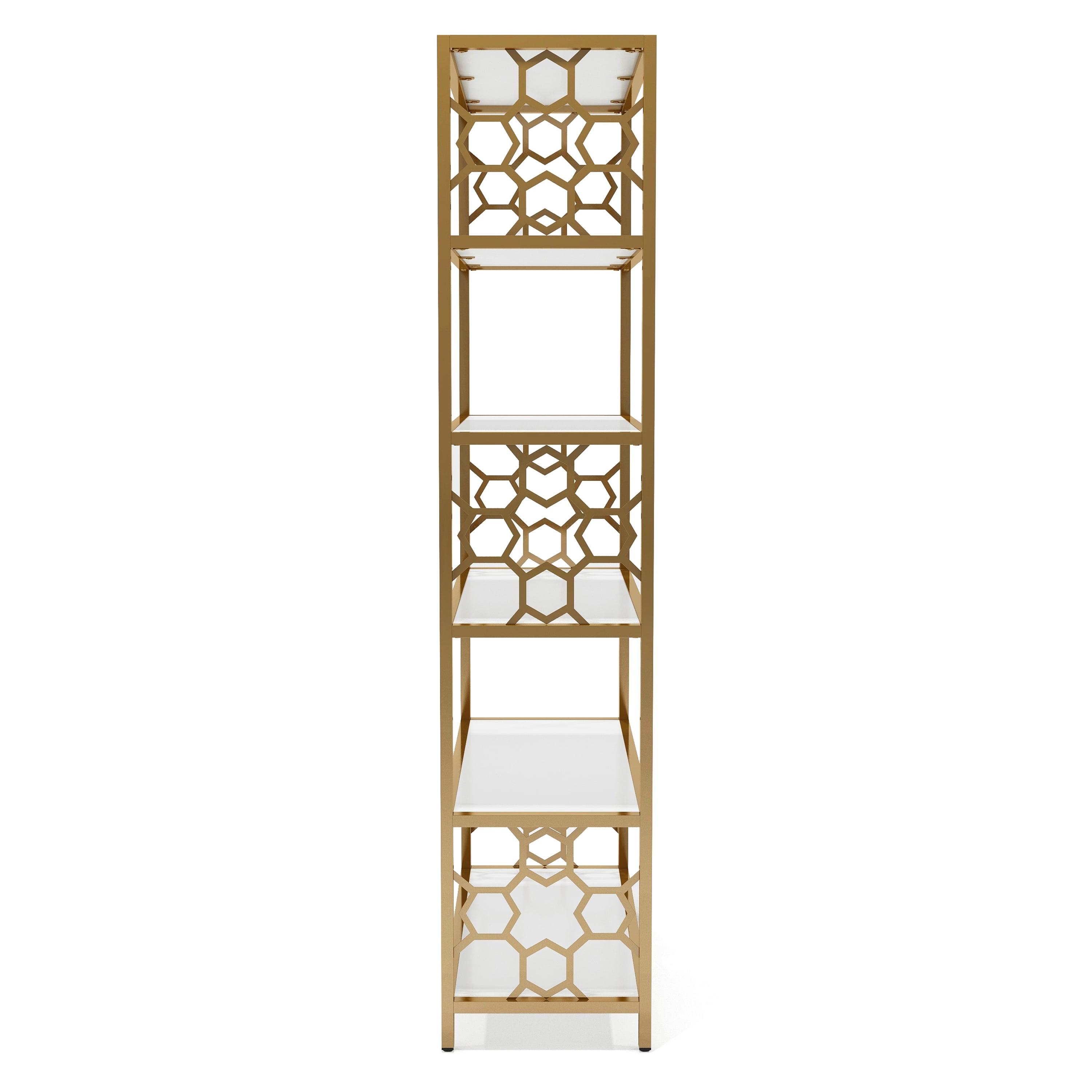 Furniture of America Baugh Metal 5-Shelf Bookcase, Gold