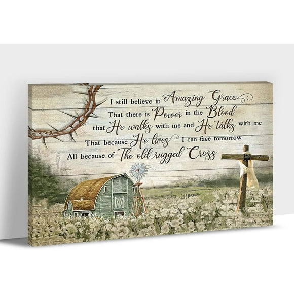 Farmhouse Wall Art - Barn Pictures Wall Art, Modern Farmhouse Wall Decor for Living Room, Inspirational Quotes Barn Canvas Print, Old Barn Painting Framed Artwork 12x18''''