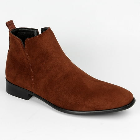 

ZBCHLS Mens Chelsea Boots Leather Zipper Ankle Dress Boots for Men Black Burgundy