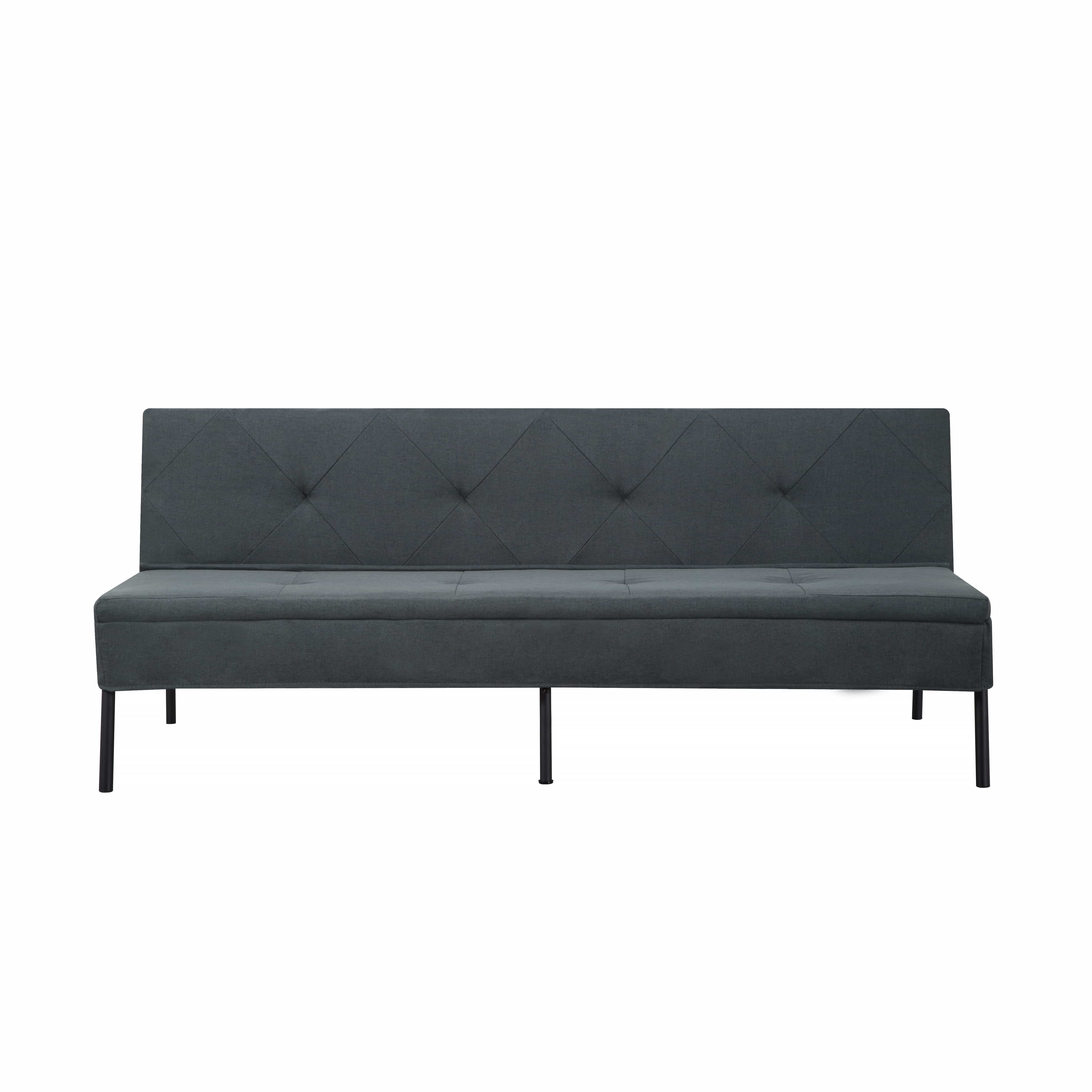 BSHTI 63 inch Futon Sofa Bed,Polyester Fabric Futon Sleeper Sofa with Upholstered for Livingroom,Dark Gray