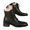 thumbnail image 3 of Guttear Ankle Boots for Women Dressy Leather Boots PU Leather Fashion Pointed Toe Chunky Heels Lace up Side Zipper, 3 of 7