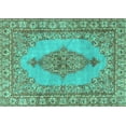 thumbnail image 1 of Ahgly Company Machine Washable Indoor Rectangle Persian Turquoise Blue Traditional Area Rugs, 5' x 8', 1 of 4