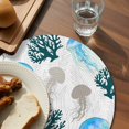 thumbnail image 3 of Jellyfish Coral Coastal Round 13 Inch Placemats Set of 4, Nautical Summer Beach Ocean Sea HeatResistant Non Slip Place Mats for Dining Table, Wipeable Braided Kitchen Table Mats for Housewarming, 3 of 9