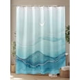thumbnail image 4 of Abstract Ombre Blue Ocean Wave Shower Curtain, Sky Moon Modern Waterproof Shower Curtain Set with 12 Hooks Lightweight Washable Fabric Shower Curtains for Bathroom 36x72 Inches, 4 of 6
