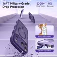 thumbnail image 5 of 3 in 1 Magnetic Wavy Case for iPhone 17 Pro Max 6.9", Matte Protective Case with Screen Protector and Wrist Strap,Deep Purple, 5 of 7