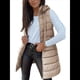 thumbnail image 3 of Chaleco para Mujer, Color Liso, Sin Mangas, con Capucha, para Invierno, Abrigo Acolchado. Caqui XXL, 3 of 7