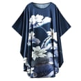 thumbnail image 2 of Grace Silk 100% Silk Nightgown, Rising Lotus Flowers, Blue, 2 of 4