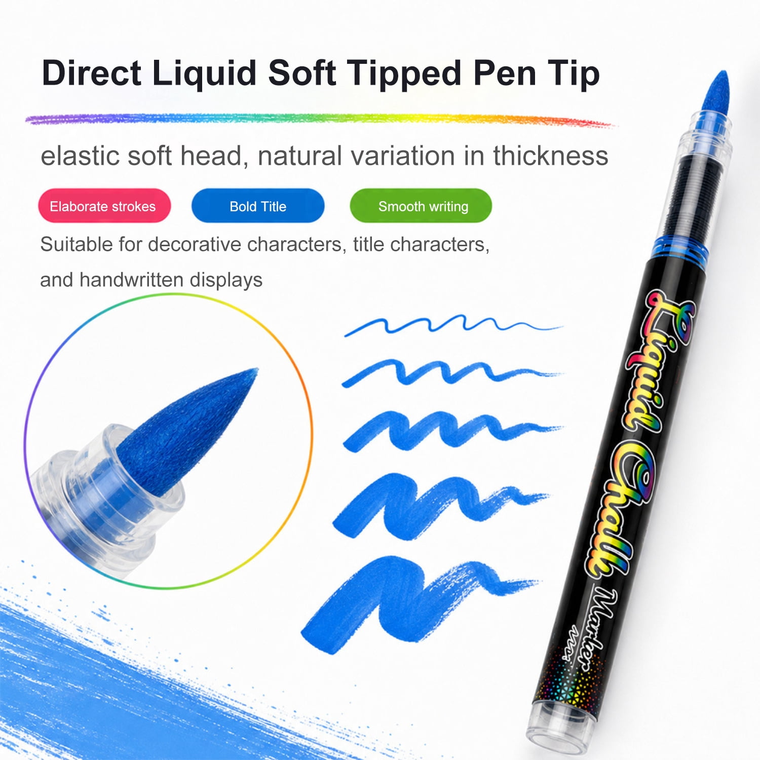 24 Colors Liquid Chalk Markers for Acrylic Calendar, Glass Window, Blackboard & Whiteboard, Erasable Neon Chalk Pens with Soft Brush Tip for Signs、DIY Art、Holiday Decoration