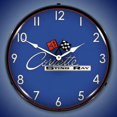 Collectable Sign and Clock C 2 Corvette LED Lighted Premium Wall Clock