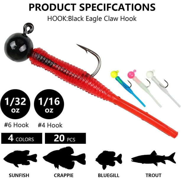 Crappie-Jigs-Heads-ice-Fishing-Jigheads Soft Plastic for  Crappie-Trout-Panfish-Sunfish-Fishing Jig Small Lead Head Jig 