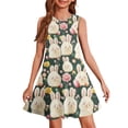 thumbnail image 2 of LTTVQM Girls Easter Dress 2026 Rabbit Egg Print Funny Sleeveless Sundresses Loose Fit Crew Neck Midi Dress Trendy Church Dresses Army Green 5-6 Years, 2 of 6