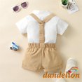 thumbnail image 3 of * 0-18 Meses Conjunto De Ropa De Caballero Para Bebés Niños , Mameluco De Manga Corta De Color Sólido De Verano + Pajarita Y Pantalones Babero, 3 of 4