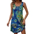 thumbnail image 5 of Dolkfu Artistic Dresses for Women Dressy Casual Crew Neck Multicolor Sleeveless Mini Slip Dress Refreshing Abstract Regular Dresses Multicolor,L, 5 of 6