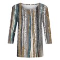 thumbnail image 4 of COM1950s Chemises pour Filles, Mode Enfants Femme Col Rond T-Shirt Imprimé Manches 3/4 Blouse, 4 of 9