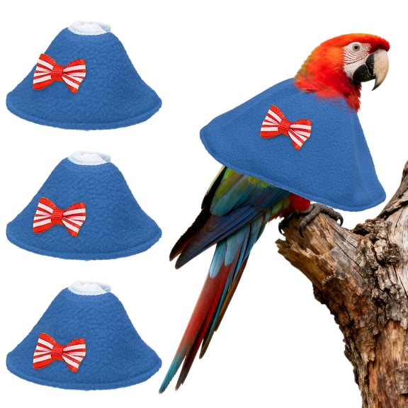 Uxcell Bird Collars, Bird Cone Collar Protective Recovery Cones, Soft Adjustable Anti-Bite Feather Neck Protector (Blue, S, 3 Pcs)