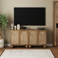 thumbnail image 2 of Nathan James Leah Boho Entryway Storage Cabinet or Sideboard Cabinet for Kitchen or Living Room with Ball-Style Feet, Natural Seagrass Door Fronts and Solid Wood Legs, Light Brown, 2 of 6