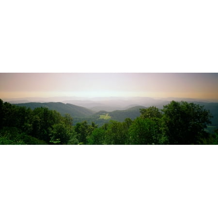 Stone Mountain viewed from Blue Ridge Parkway North Carolina USA Canvas Art - Panoramic Images (6 x