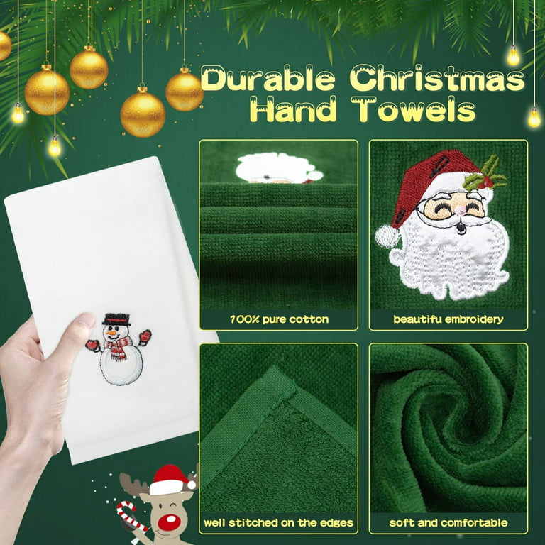 Preboun 12 Pack Christmas Hand Towels 13 x 18 Inch Christmas Kitchen Towels  Santa Claus Decor Guest Hand Towels for Home Bathroom Kitchen Cleaning