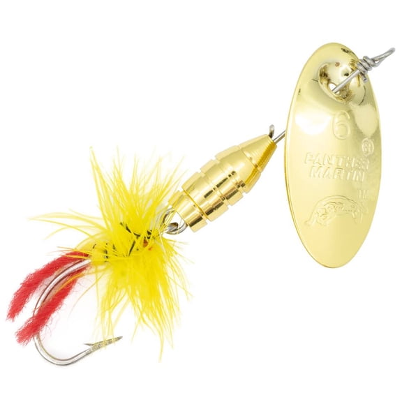 Panther Martin Dlx. Dressed Single Hook Gold Yellow 1/16 oz Inline Spinner (PMFSH 2 GY)