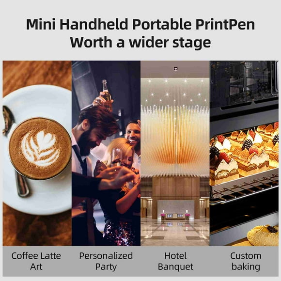 Edible Food Printer with 300psi Printing Accuracy, Handheld Design, WiFi Connectivity, Convenience, and Portability for Coffee, Cake, and Edible Tattoos