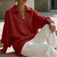 thumbnail image 6 of Turilly Women's Oversized Collared Sweater Batwing Long Sleeve Knit Top with Asymmetric Draped Hem Design, 6 of 6