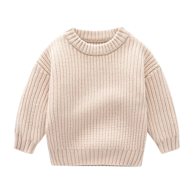 LOVZFMLL Sweaters for Boys Girls, Crew Neck Ribbed Pullover Solid Color, Casual Oversized Cozy Essential Fall Clothes Warm Winter Tops Newborn Boys Girls Clothes for 6-9 Months
