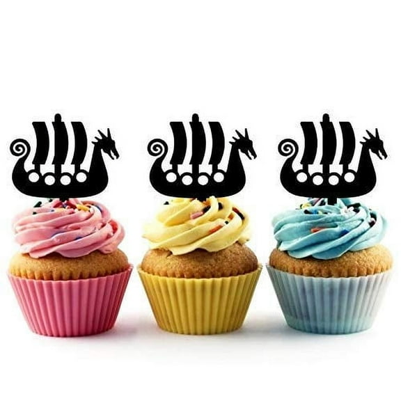 Whimsical Practicality's Viking Ship Silhouette Acrylic Cupcake Toppers 12 pcs