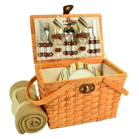 Picnic at Ascot 2 Person Frisco Traditional American Picnic Basket with Blanket