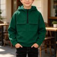 thumbnail image 6 of ITSAME Boys Half Zip Fleece Hoodie Pullover Long Sleeve Loose Fit Casual Fashion Sweatshirt with Chest Pockets Size 12, 6 of 9