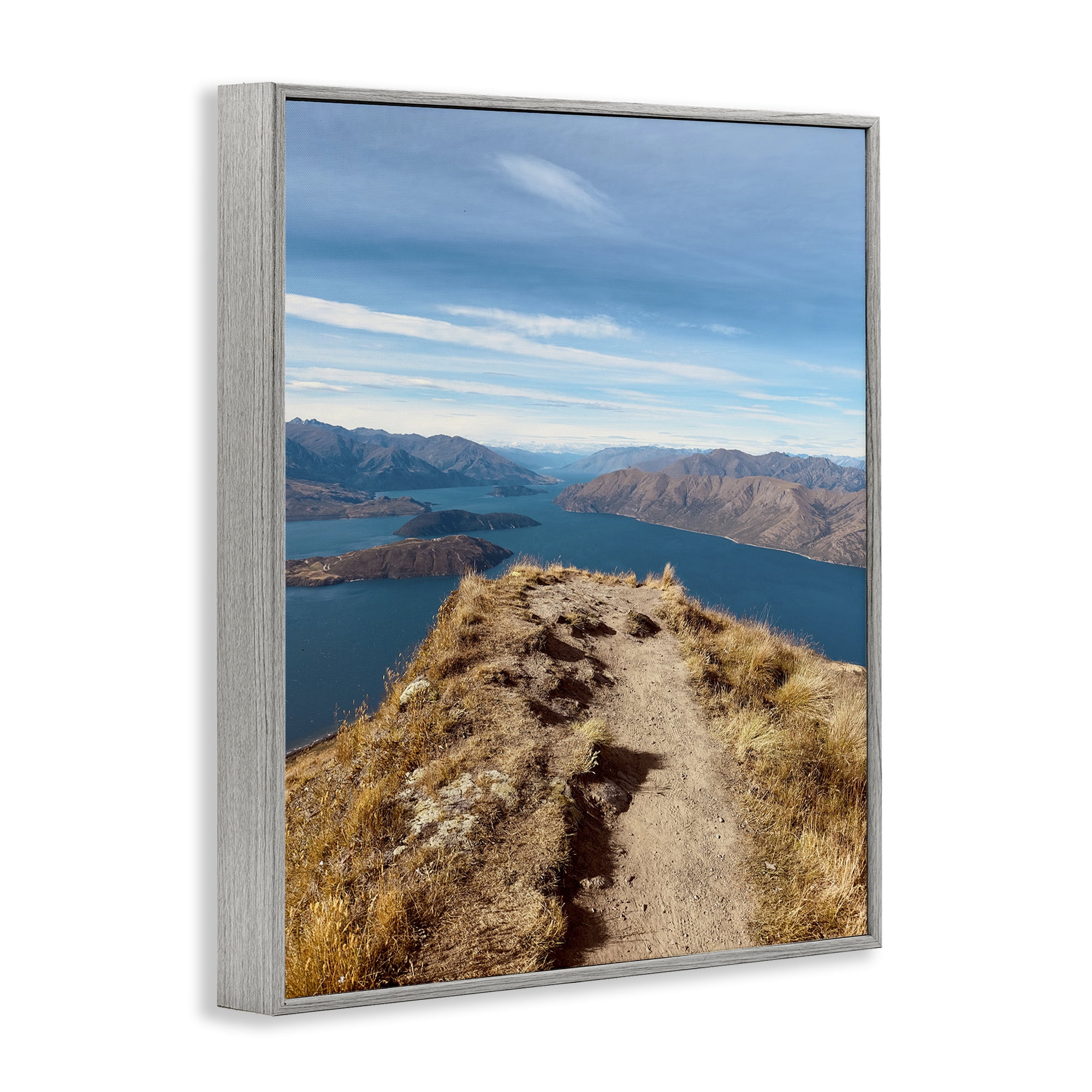 Stupell Industries Cliffs over Blue Sea Landscape Photography Gray Framed Art Print Wall Art, 24 x 30
