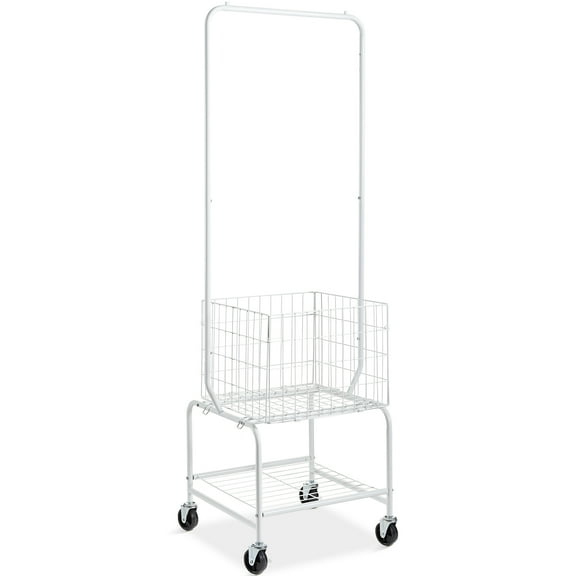 KFFKFF Rolling Laundry Butler Laundry Cart with 4 Wheels & Hanging Rack Bathroom