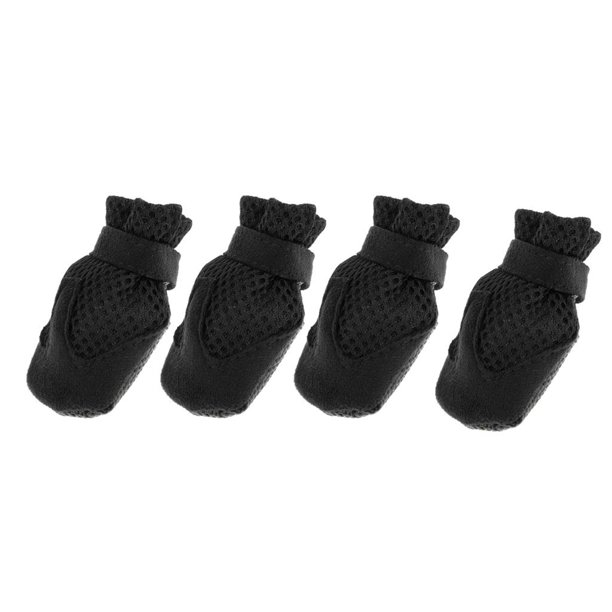 Botas para mascotas Gloria 4 Unids para Perro Malla Transpirable 1.81*1.61inch Negro