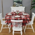thumbnail image 2 of Red and Black Christmas Snowflake Pattern Round Tablecloth 60"x60",Wrinkle Wipeable Table Cloth for Kitchen Dining Room Picnic Patio Party, 2 of 6