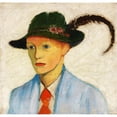 thumbnail image 2 of August Macke 13x12 Gold Ornate Wood Frame and Double Matted Museum Art Print Titled - Boy with Feather Hat (1910), 2 of 4