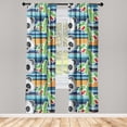 thumbnail image 3 of Ambesonne Emoji Curtains, Exotic Pattern Funny Pandas, Pair of 28"x95", Dark Lavender Lime Green, 3 of 5