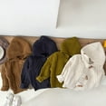thumbnail image 5 of Esaierr Toddler Unisex Spring Fall Cardigan Sweater Jacket Baby Solid Color Hooded Knitted Tops Pullover Hoodies Cow Horn Button Jumper for Boys Girls 6M-4Y, 5 of 9