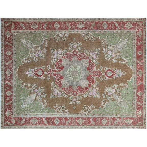 Vintage Gülten Brown/Rust Rug, 9'9" x 12'10"