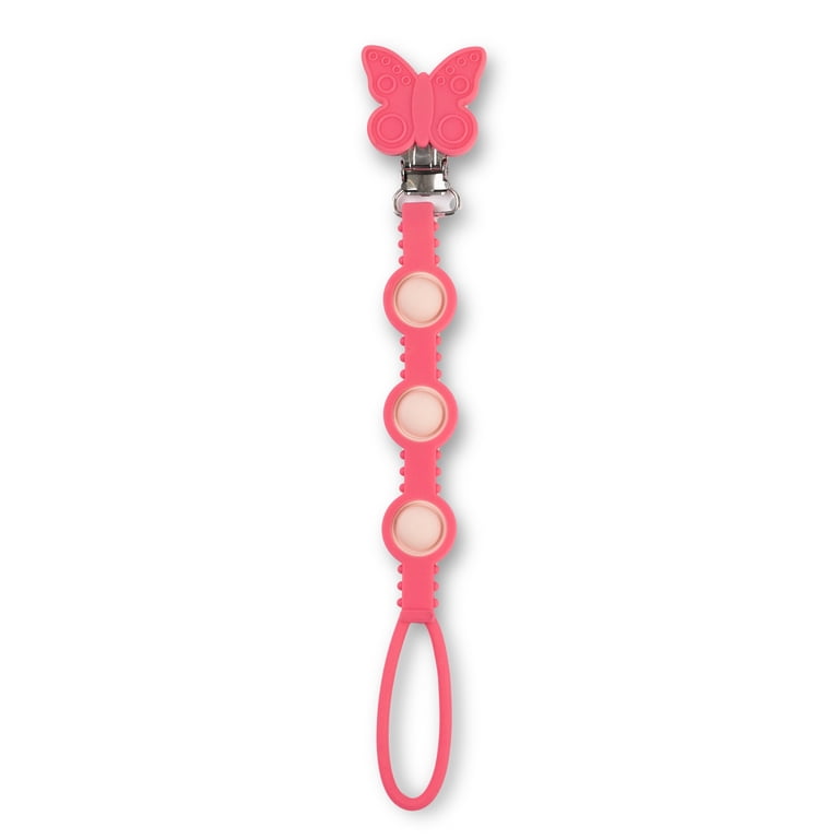 Bella Tunno Butterfly Popper Pacifier Clip, Pink photo 1