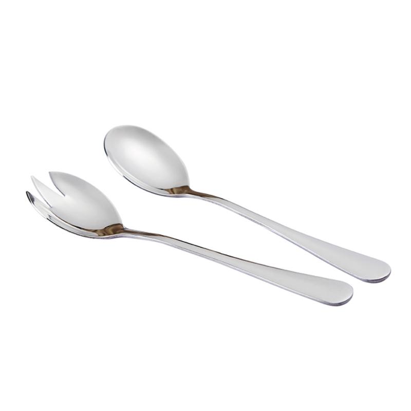 2Pcs/Set Gold Salad Spoon Fork Stainless Steel Cutlery Set Serving
