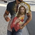 thumbnail image 3 of Camisetas con estampado digital "Jesús ama a todos", gráficas cristianas para hombre, blusas casuales de manga corta de talla grande, camisas ajustadas para hombre, 3 of 5