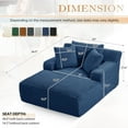 thumbnail image 2 of AENKYO 50" Chaise Lounge Sofa Bed with 3 Pillows, Convertible Sleeper Couch for Living Room, Bedroom & Small Spaces - Corduroy Upholstered Deep Seat Comfy Furniture - Blue, 2 of 9