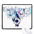 thumbnail image 1 of City Modern Building Clock Watercolor Mousepad Stitched Edge Mat Rubber Gang Pad, 1 of 2